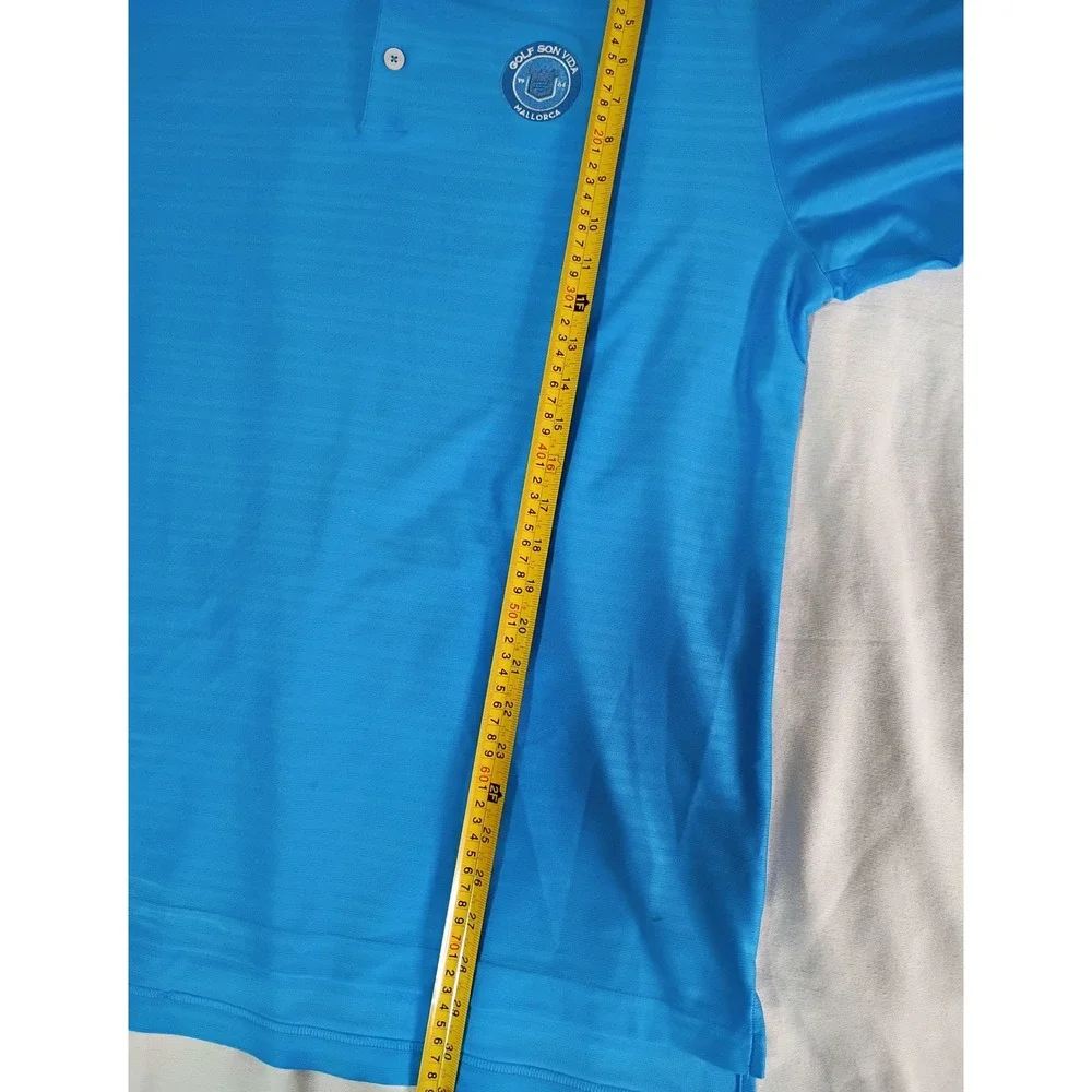 Adidas ClimaCool Mens 2XL Blue Golf Polo Shirt Golf Son Vida Mallorca Crest